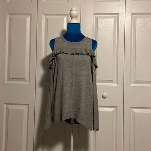 Gray peak-shoulder sweater